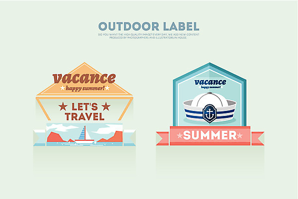 모자 계절 바다 여행 요트 일러스트 휴가 아웃도어 사람없음 여름 라벨 선박 국내일러스트 AI파일 잡화 수상교통 배_교통 프레임 파일형식 벡터