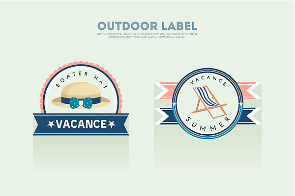 모자 계절 여행 일러스트 휴가 아웃도어 사람없음 여름 라벨 야외의자 국내일러스트 AI파일 잡화 의자 프레임 파일형식 벡터