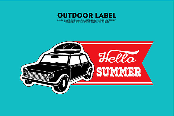 계절 여행 일러스트 자동차 휴가 아웃도어 사람없음 여름 라벨 빈티지 국내일러스트 AI파일 육상교통 컨셉 프레임 파일형식 벡터