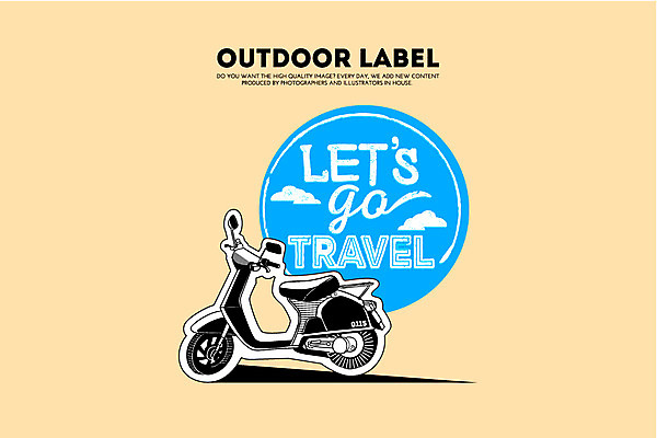 구름 여행 일러스트 휴가 아웃도어 사람없음 라벨 스쿠터 오토바이 빈티지 국내일러스트 AI파일 자연요소 컨셉 프레임 바이크 파일형식 벡터
