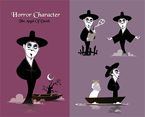 캐릭터 일러스트 사람없음 영혼 무서움 공포 저승사자 호러 선박 호러캐릭터 일러캐릭터 AI파일 감정 수상교통 파일형식 벡터