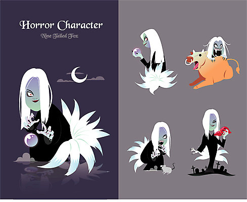 캐릭터 일러스트 사람없음 가축 무덤 소 무서움 간 공포 구미호 호러 옥구슬 호러캐릭터 일러캐릭터 AI파일 동물 감정 포유류 장기_의학 구슬 파일형식 벡터