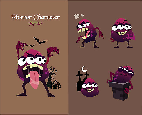 캐릭터 일러스트 굴뚝 사람없음 달 무덤 무서움 공포 박쥐 몬스터 호러 호러캐릭터 일러캐릭터 AI파일 자연요소 감정 포유류 파일형식 벡터