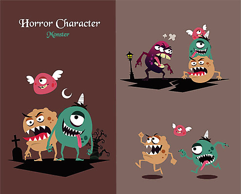 나무 캐릭터 날개 가로등 일러스트 사람없음 무덤 무서움 공포 몬스터 호러 호러캐릭터 일러캐릭터 AI파일 식물 공공시설 감정 파일형식 벡터