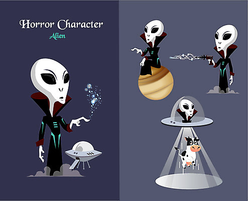 캐릭터 일러스트 사람없음 가축 행성 외계인 미스터리 신비 무서움 젖소 UFO 공포 호러 호러캐릭터 일러캐릭터 AI파일 동물 감정 컨셉 우주 미확인물체 소 예측 파일형식 벡터