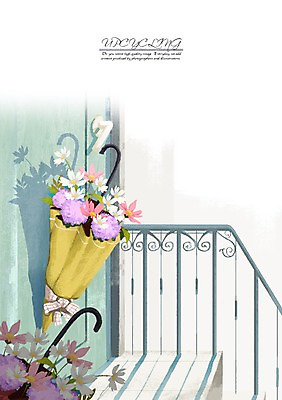 PSD 식물 꽃 일러스트 우산 난간 사람없음 문 재활용 오브젝트 환경보전 업사이클링 국내일러스트 사회이슈 친환경 파일형식