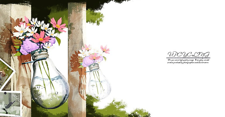 PSD 식물 꽃 일러스트 전구 사람없음 재활용 오브젝트 환경보전 기념사진 업사이클링 국내일러스트 사회이슈 친환경 파일형식