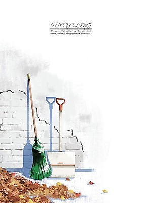 PSD 낙엽 일러스트 사람없음 재활용 빗자루 오브젝트 환경보전 페트병 쓰레받기 업사이클링 국내일러스트 잎 청소도구 사회이슈 친환경 병_담는 파일형식