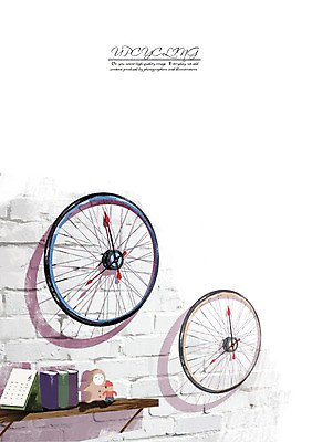 PSD 시계 일러스트 선반 사람없음 책 재활용 피규어 달력 바퀴 오브젝트 환경보전 자전거바퀴 업사이클링 국내일러스트 가구 미니어처 사회이슈 친환경 파일형식