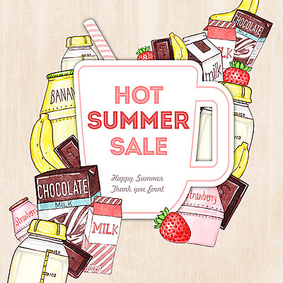 PSD 계절 과일 일러스트 딸기 프레임 바나나 종류 사람없음 컵 여름 세일 우유 딸기우유 바나나우유 초코우유 국내일러스트 식기 유제품 파일형식