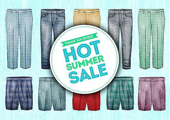 PSD 옷 계절 일러스트 반바지 바지 하의 프레임 종류 사람없음 여름 세일 긴바지 국내일러스트 파일형식