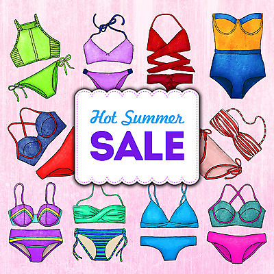 PSD 계절 수영복 일러스트 프레임 종류 사람없음 여름 비키니 세일 국내일러스트 옷 파일형식