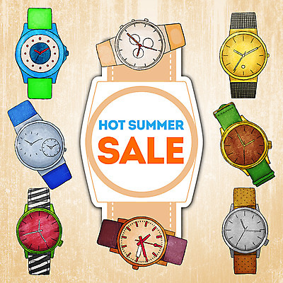 PSD 계절 시계 일러스트 프레임 종류 사람없음 여름 세일 손목시계 국내일러스트 장신구 파일형식