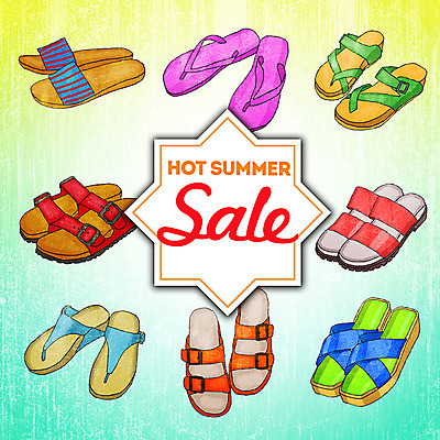 PSD 계절 신발 일러스트 슬리퍼 프레임 종류 요리 사람없음 여름 세일 국내일러스트 파일형식