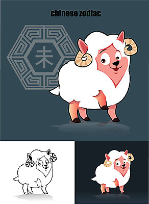 동물 캐릭터 동물캐릭터 일러스트 사람없음 십이지신 양띠 양 일러캐릭터 AI파일 포유류 파일형식 벡터