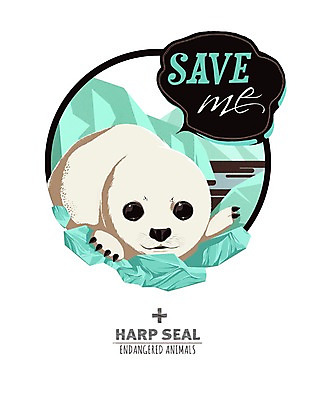 PSD 동물 캐릭터 동물캐릭터 일러스트 사람없음 물 얼음 북극 빙산 멸종위기동물 하프물범 일러캐릭터 멸종위기종 자연요소 포유류 극지방 파일형식