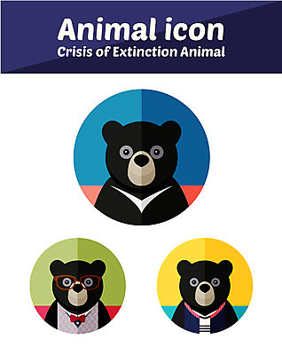 동물 캐릭터 안경 동물캐릭터 일러스트 나비넥타이 사람없음 플랫 곰캐릭터 멸종위기동물 흑곰 일러캐릭터 멸종위기종 AI파일 잡화 곰 넥타이 파일형식 벡터