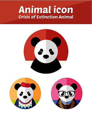 동물 캐릭터 모자 안경 동물캐릭터 일러스트 사람없음 플랫 판다 멸종위기동물 일러캐릭터 멸종위기종 AI파일 잡화 곰 파일형식 벡터