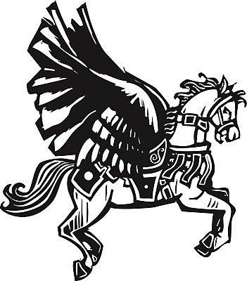 EPS 해외이미지 날개 일러스트 꿈 역사 신화 공상 조랑말 그리스인 목판화 해외202004 해외일러스트 서양인 말_동물 파일형식 벡터 이미지허브