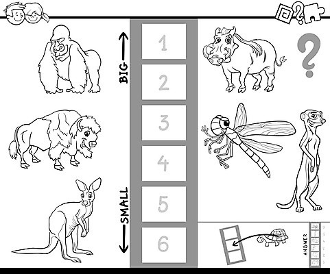 EPS 해외이미지 동물 템플릿 디자인 교육 어린이 일러스트 흑백 취미 그래픽 책 유치원 게임 퍼즐 수수께끼 어플리케이션 잠자리 작음 큼 만화 들소 그림 페이지 캥거루 질서 해결 고릴라 발견 대답 미어캣 색칠공부 해외202004 해외일러스트 곤충 포유류 놀이 촬영기법 사람 학습 예절 색칠 소 크기 파일형식 벡터 이미지허브