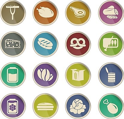 EPS 해외이미지 일러스트 치즈 샌드위치 육류 치킨 소시지 캔 시리얼 심볼 양배추 꿀 식료품점 해외202004 해외일러스트 음식 채소 식재료 유제품 상점 가공식품 닭고기요리 파일형식 벡터 이미지허브