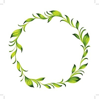 EPS 해외이미지 식물 디자인 백그라운드 잎 일러스트 수채화 프레임 미술 사람없음 초록색 원형 찻주전자 해외202004 해외일러스트 도형 컬러 주전자 문화예술 파일형식 벡터 이미지허브