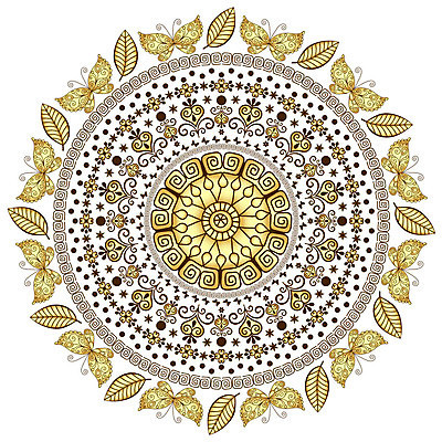 EPS 해외이미지 디자인 나비 백그라운드 잎 여러마리 일러스트 추상 사람없음 노란색 하트 화려 대칭 만다라 해외202004 해외일러스트 모양 식물 컬러 다수 곤충 컨셉 무늬 파일형식 벡터 이미지허브