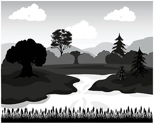 EPS 해외이미지 나무 식물 구름 일러스트 자연 산 털 파노라마 풍경 목재 물 여름 강 회색 흰색 시골 소나무 허브 침엽수 부정적 해외202004 해외일러스트 자연요소 계절 감정 컬러 재료 촬영기법 생태계 파일형식 벡터 이미지허브