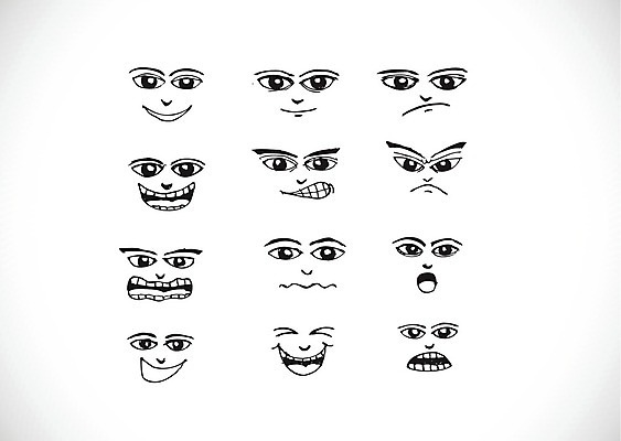 EPS 해외이미지 캐릭터 행복 감정 얼굴 일러스트 미소 웃음 외침 분노 표현 입 무서움 만화 스케치 집중 그림 코믹 공격적 배려 비명 캐리커처 혼란 해외202004 해외일러스트 일러캐릭터 컨셉 표정 미술 신체부위 소리 파일형식 벡터 이미지허브