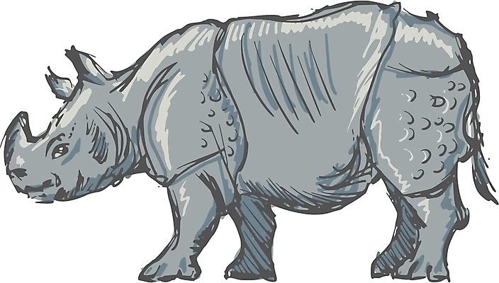 EPS 해외이미지 동물 야생동물 일러스트 포유류 자연 초식동물 뿔 검은색 게임 만화 스케치 피부 귀 손그림 멸종 코뿔소 해외202004 해외일러스트 컬러 놀이 미술 신체부위 생태계 파일형식 벡터 이미지허브