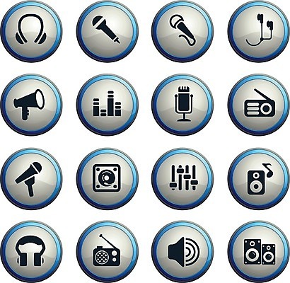 EPS 해외이미지 이어폰 일러스트 확성기 심볼 마이크 수화기 라디오 플레이어 해외202004 해외일러스트 음향기기 전자제품 전화기 파일형식 벡터 이미지허브