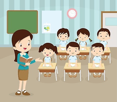 EPS 해외이미지 학생 여자 교육 남자 어린이 의자 일러스트 교실 학교 수업 소녀 소년 여러명 성인 책 교사 책상 신학기 해외202004 해외일러스트 직업 가구 다수 사람 파일형식 벡터 이미지허브