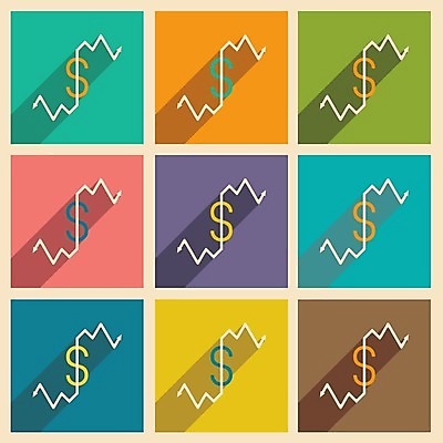 EPS 해외이미지 화살표 일러스트 사람없음 세트 컬러풀 달러 화폐기호 외화 상승 심플 해외202004 해외일러스트 기호 컬러 컨셉 돈 금융 화폐 파일형식 벡터 이미지허브