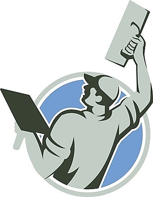 EPS 해외이미지 남자 일러스트 노동자 그래픽 머리 공구 잡기 원형 모종삽 복고 판매원 고립 미장 해외202004 해외일러스트 도형 직업 모션 사람 신체부위 도구 삽 파일형식 벡터 이미지허브