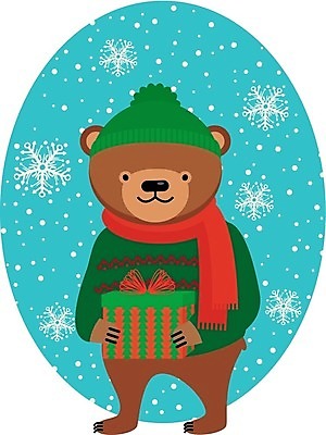 EPS 해외이미지 동물 크리스마스 겨울 일러스트 곰 새로움 선물 사람없음 축하 인사 시원함 연도 코믹 해외202004 해외일러스트 계절 기념일 컨셉 포유류 예절 파일형식 벡터 이미지허브