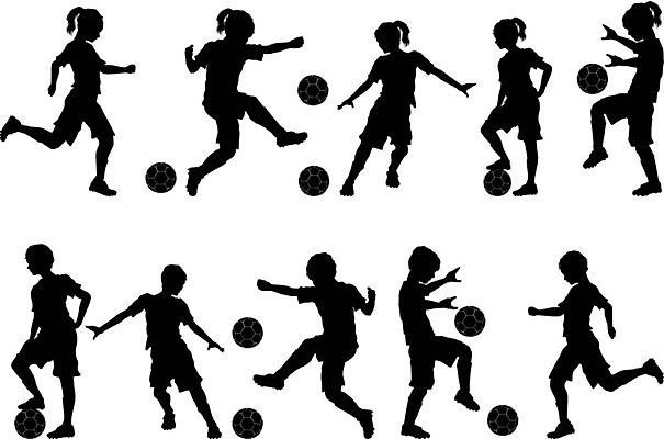 EPS 해외이미지 실루엣 어린이 스포츠 일러스트 공 그림자 소년 점프 축구 킥 발사 드리블 통과 플레이어 해외202004 해외일러스트 남자 모션 촬영기법 사람 구기 파일형식 벡터 이미지허브