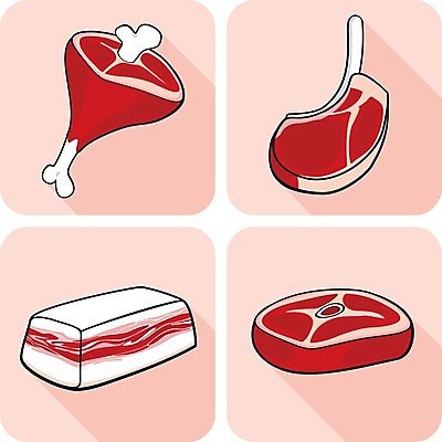 EPS 해외이미지 음식 조각 일러스트 재료 뼈 육류 스테이크 빨간색 소고기 상품 자르기 그림 햄 날것 양고기 갈비뼈 등심 송아지고기 해외202004 해외일러스트 컬러 식재료 모션 서양음식 파일형식 벡터 이미지허브