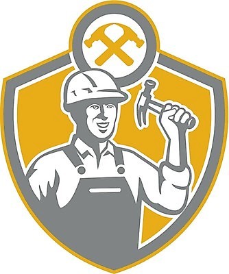 EPS 해외이미지 남자 산업 일러스트 노동자 망치 목수 복고 방패 판매원 건축업자 고립 해외202004 해외일러스트 직업 건축 사람 공구 파일형식 벡터 도구 이미지허브