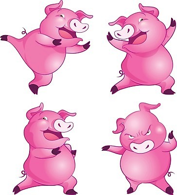 EPS 해외이미지 동물 캐릭터 디자인 분홍색 일러스트 장난 포유류 서기 사람없음 돼지 해외202004 해외일러스트 일러캐릭터 컬러 모션 파일형식 벡터 이미지허브