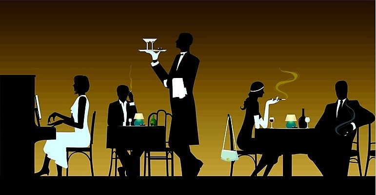 EPS 해외이미지 남자 일러스트 휴식 흡연 식당 저녁식사 음악가 마시기 바 야간 저녁 웨이터 해외202004 해외일러스트 자연요소 직업 음악 컨셉 모션 담배 사람 상점 식사 파일형식 벡터 이미지허브