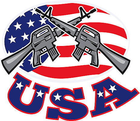 EPS 해외이미지 무기 일러스트 그래픽 미국 총 깃발 성조기 복고 교차 해외202004 해외일러스트 북아메리카 국기 파일형식 벡터 이미지허브