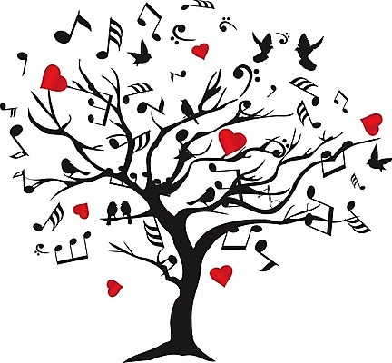 EPS 해외이미지 나무 음표 일러스트 조류 추상 사람없음 하트 해외202004 해외일러스트 모양 식물 동물 기호 음악 무늬 파일형식 벡터 이미지허브
