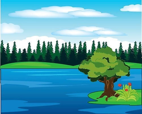 EPS 해외이미지 나무 구름 꽃 섬 일러스트 자연 풍경 목재 물 여름 강 컬러풀 해외202004 해외일러스트 자연요소 식물 계절 컬러 재료 생태계 파일형식 벡터 이미지허브