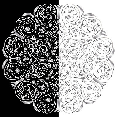 EPS 해외이미지 모양 디자인 꽃 문화 백그라운드 꽃무늬 패턴 일러스트 추상 프레임 그래픽 장식 검은색 골동품 흰색 직물 원형 눈송이 화려 은색 심볼 사인 그림 질감 냅킨 복고 초대 고립 대칭 만다라 포장소품 핸드메이드 해외202004 해외일러스트 도형 식물 컬러 컨셉 무늬 포장 눈_날씨 오브젝트 포장재료 파일형식 벡터 이미지허브