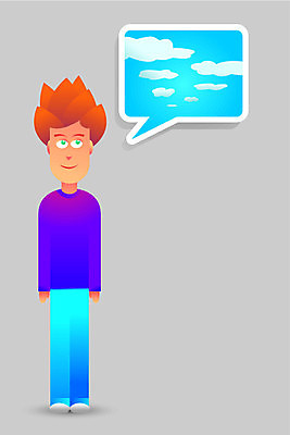 EPS 해외이미지 구름 남자 컨셉 말풍선 일러스트 상상 하늘 아이디어 창조 해외202004 해외일러스트 자연요소 사람 파일형식 벡터 이미지허브