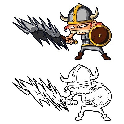 EPS 해외이미지 캐릭터 일러스트 뿔 칼 그래피티 헬멧 만화 방패 전사 갑옷 바이킹 특별함 해외202004 해외일러스트 일러캐릭터 컨셉 낙서 보호장비 그림 파일형식 벡터 이미지허브