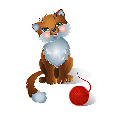 EPS 해외이미지 동물 일러스트 공 포유류 미술 미소 빨간색 반려동물 갈색 고양이 아기 유머 실 만화 꼬리 코믹 솜털 해외202004 해외일러스트 감정 컬러 문화예술 표정 사람 파일형식 벡터 이미지허브