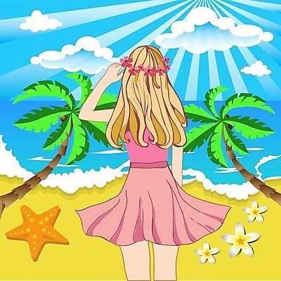 EPS 해외이미지 라이프스타일 응시 드레스 여자 모래 바다 여행 백그라운드 일러스트 하늘 휴가 손바닥 미술 성인 여름 태양 유행 맑음 시간 만화 미녀 휴양지 스타일 해외202004 해외일러스트 자연요소 손 시선 옷 계절 날씨 문화예술 사람 생활 장소 미인 파일형식 벡터 이미지허브
