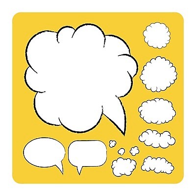 EPS 해외이미지 말풍선 스티커 일러스트 사람없음 세트 노란색 해외202004 해외일러스트 컬러 파일형식 벡터 이미지허브