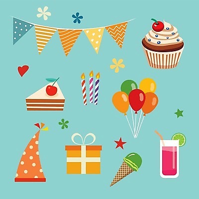 EPS 해외이미지 디자인 배너 행복 백그라운드 일러스트 아이스크림 선물 미술 장식 세트 컬러풀 파티 케이크 놀람 주스 축하 깃발 생일 플랫 컵케이크 심볼 복고 풍선 엘리먼트 해외202004 해외일러스트 기념일 감정 음료 컬러 컨셉 문화예술 디저트 표정 이벤트 파일형식 벡터 이미지허브
